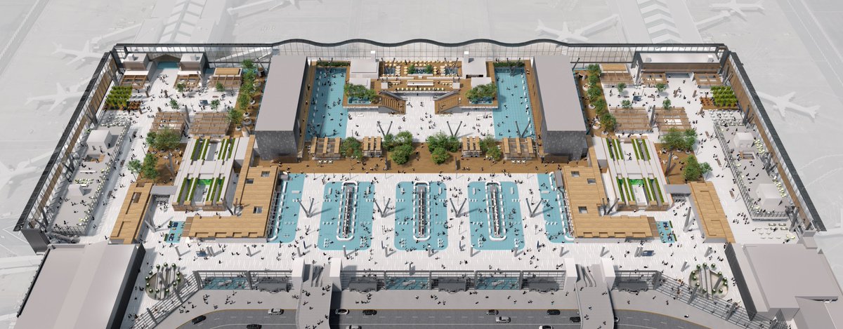 flypdx's tweet photo. PDX and @ZGFArchitects have just released a floor plan for the new main terminal! We combined the map with six architectural renderings so you can imagine you’re visiting PDX in 2025. #PDXNext https://t.co/b1YFRAgL6x