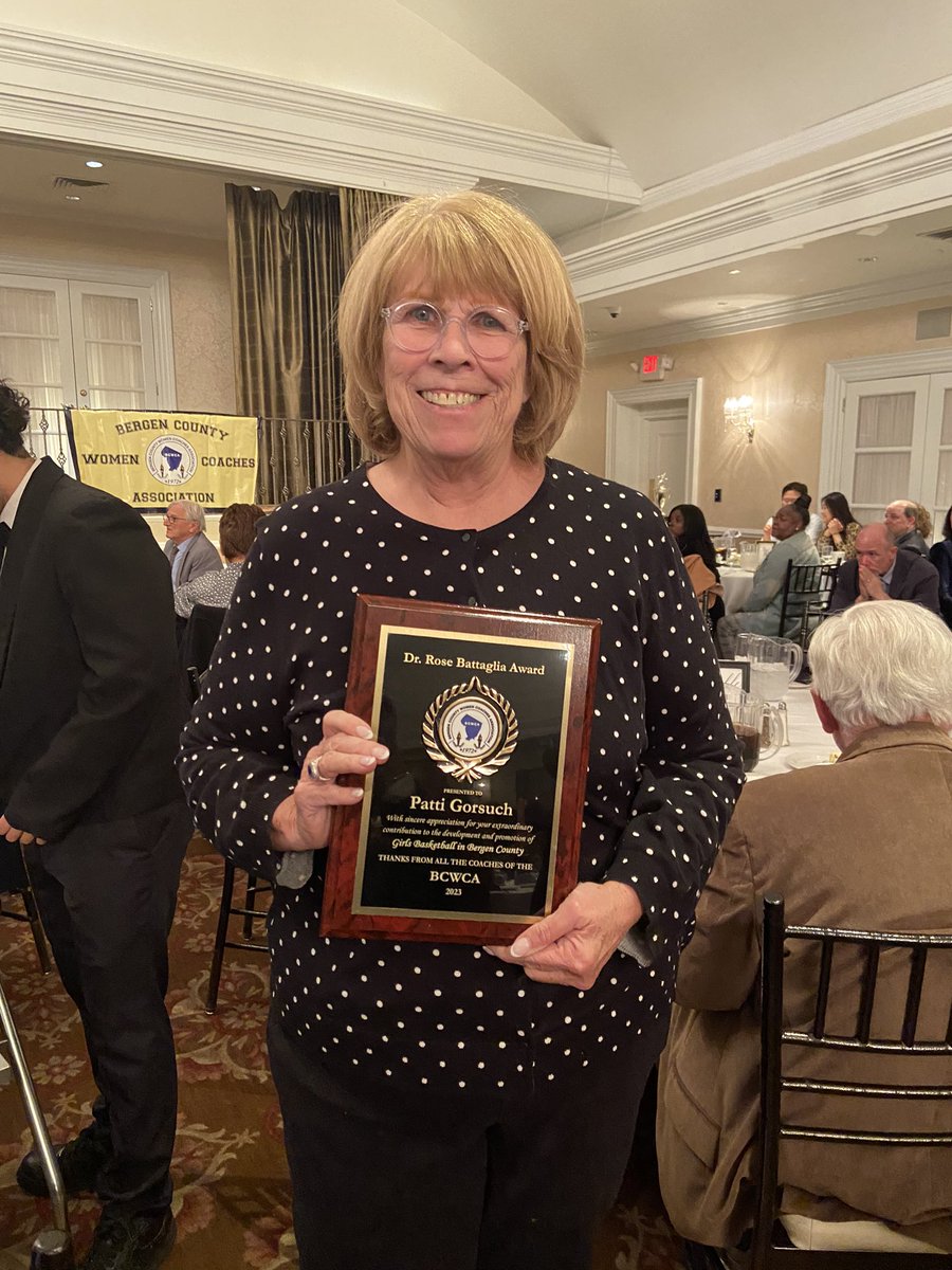 AHA_Principal's tweet photo. Patti Gorsuch was just honored by the BCWCA with the Rose Battaglia Award for extraordinary contribution to the development and promotion of Girls Basketball in Bergen County. Well deserved! Congrats Patti! https://t.co/eM5HbjRjPP