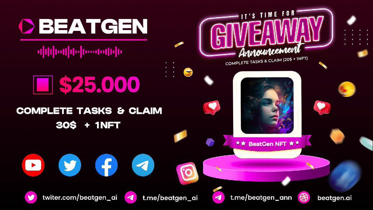 🔥 THE $25000 GLEAM GIVEIVEAWAY CAMPAIGN IS NOW LIVE! 🔥

⭐ Participate in this Global Campaign to #EARN and #LEARN more to know about the #BeatGen 😀

👉 gleam.io/EfyuU/beatgen-…

😀 EVENT DETAILS: t.me/beatgen_ann/23

#Giveaway #Airdrop $BGN