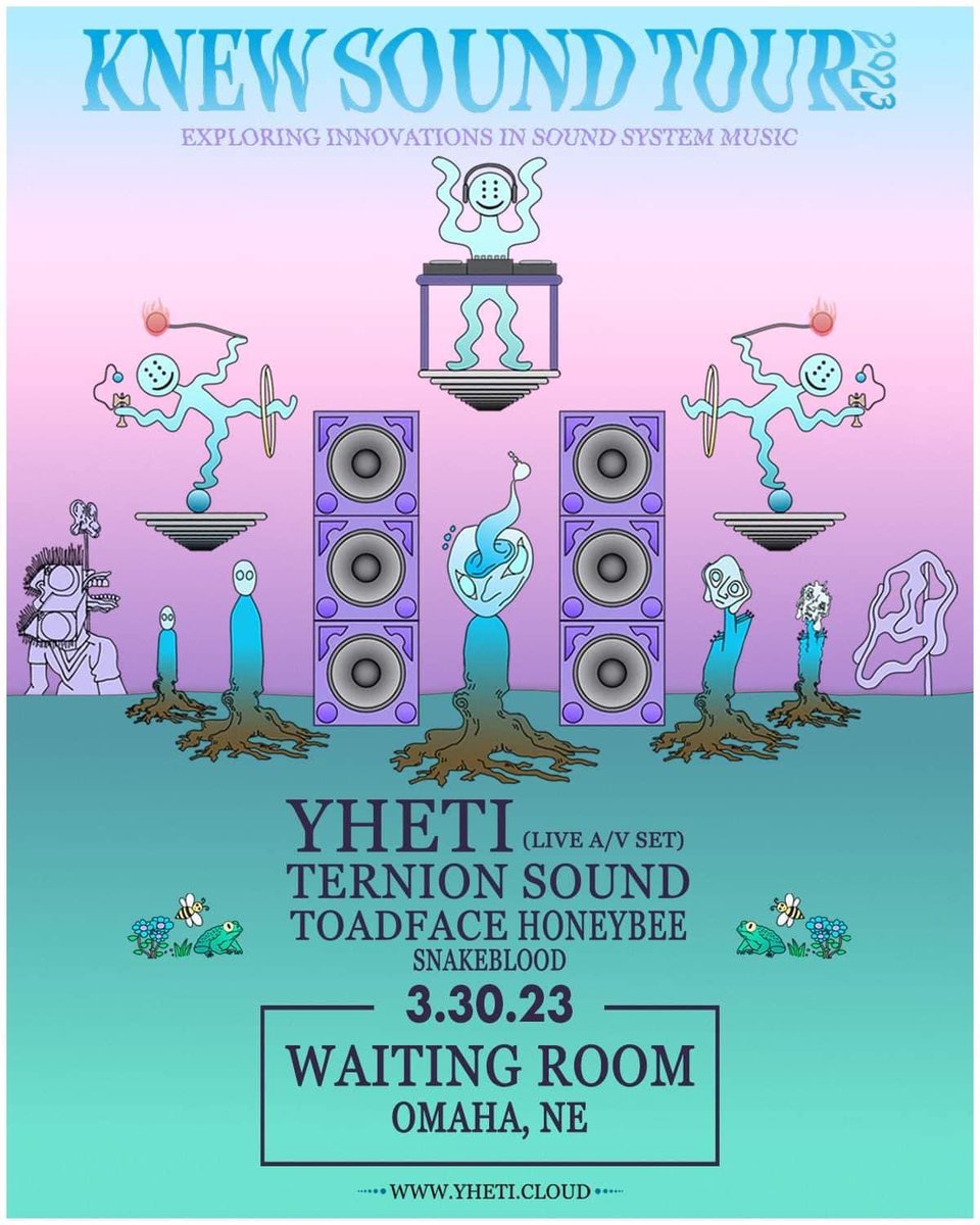 Rad Kad • 8th House • 1% Productions Present
YHETI  🔊 KNEW SOUND TOUR 🔊 w/ special guests
🔥Ternion Sound, Toadface, Honeybee &amp; Snakeblood
THIS THURSDAY • 3/30 • WAITING ROOM 

🎟️ radkadillac.com or etix.com
❤️POSITIVE VIBRATIONS via AUDIO STIMULATION