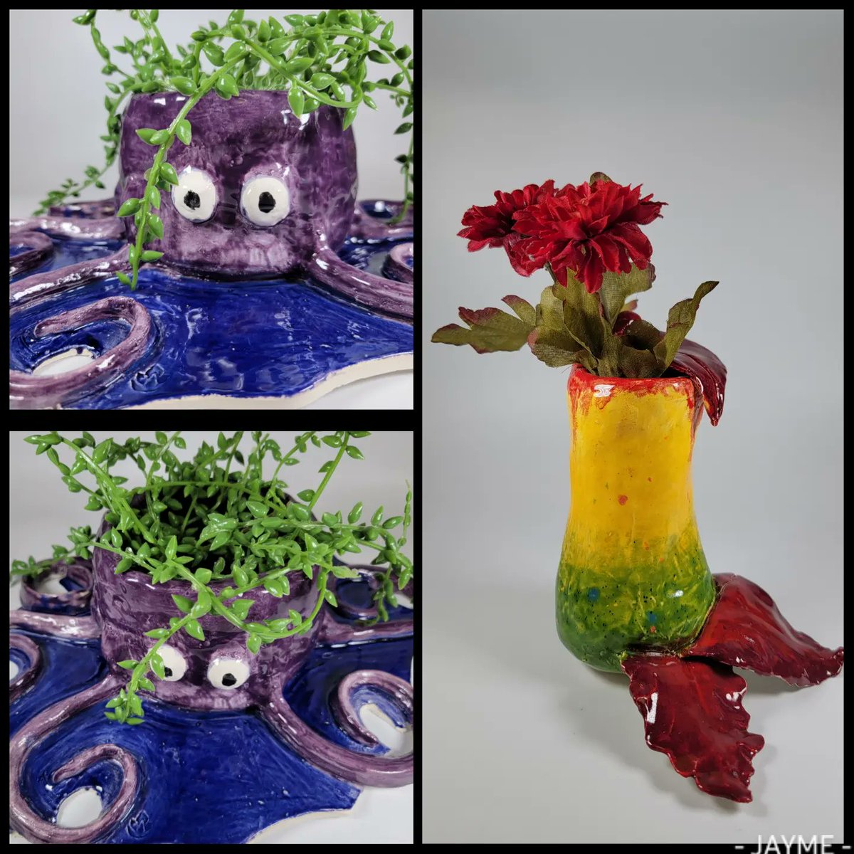 Amazing monster pots from Ceramics 2, just in time for spring planting 💚🪴