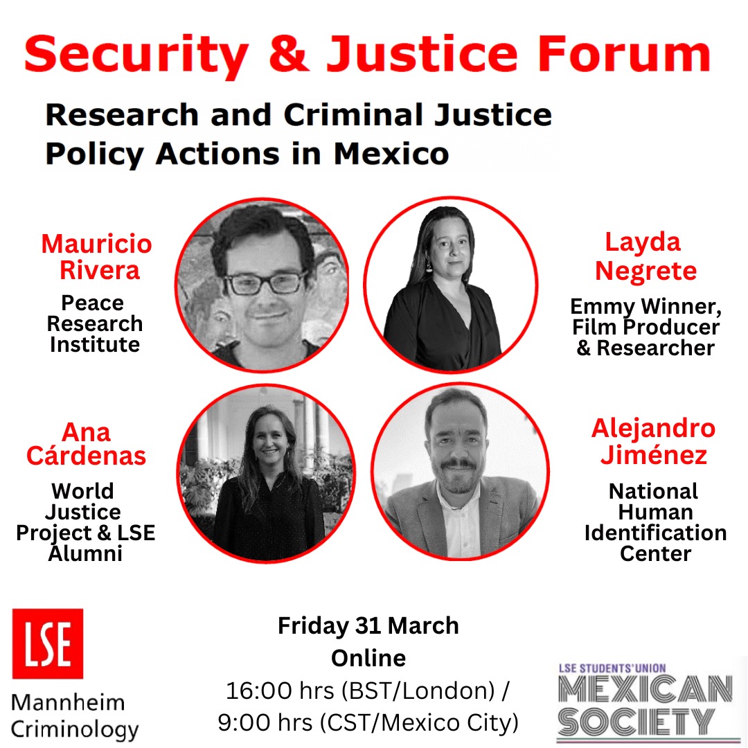 TheWJP_mx's tweet image. 📌 ¡Aparta la fecha!

Conéctate este viernes 31 de marzo a las 9:00hrs, al Foro Seguridad y Justicia: Investigación y acciones de política de justicia penal en México, organizado por @lsesumexsociety y @mannheimcrim.

Regístrate aquí: lse.zoom.us/j/84158271400