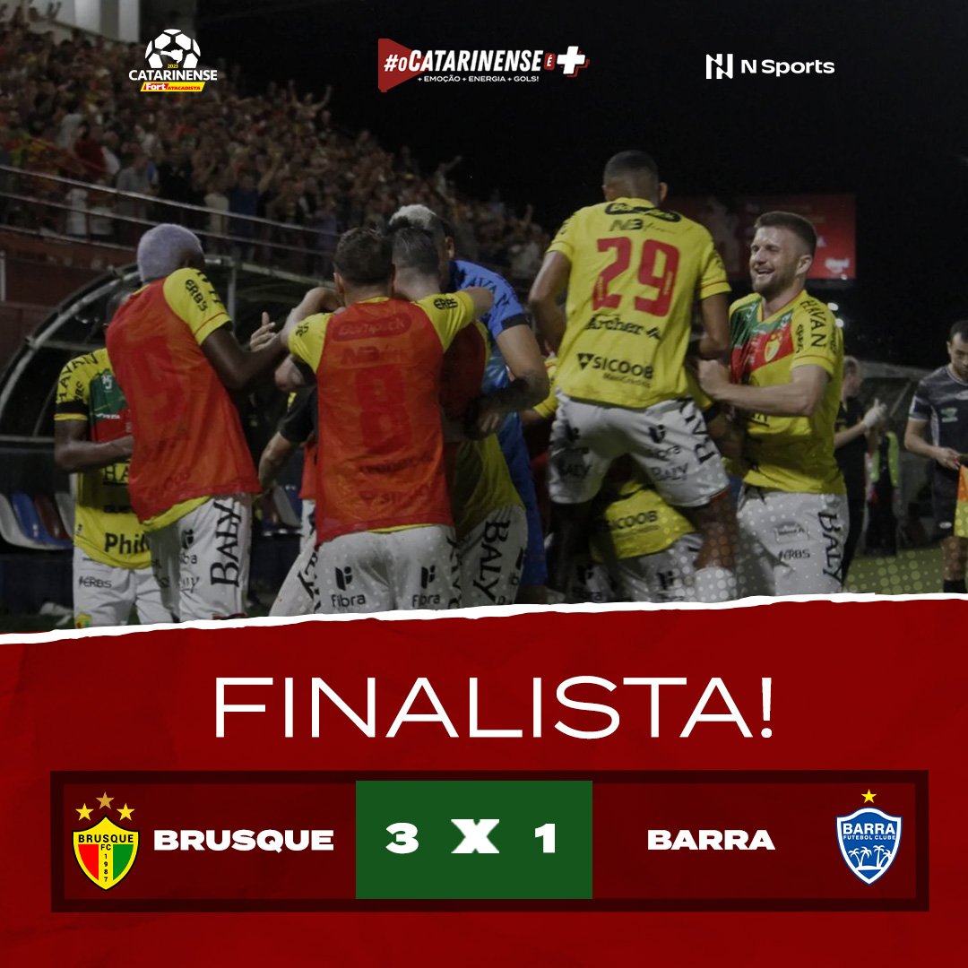 BRUSQUE NA FINAL! 🏆⚽

O atual campeão vence as duas partidas das semifinais e vai em busca de mais um título do #Catarinense2023! 

#FutebolCatarinense