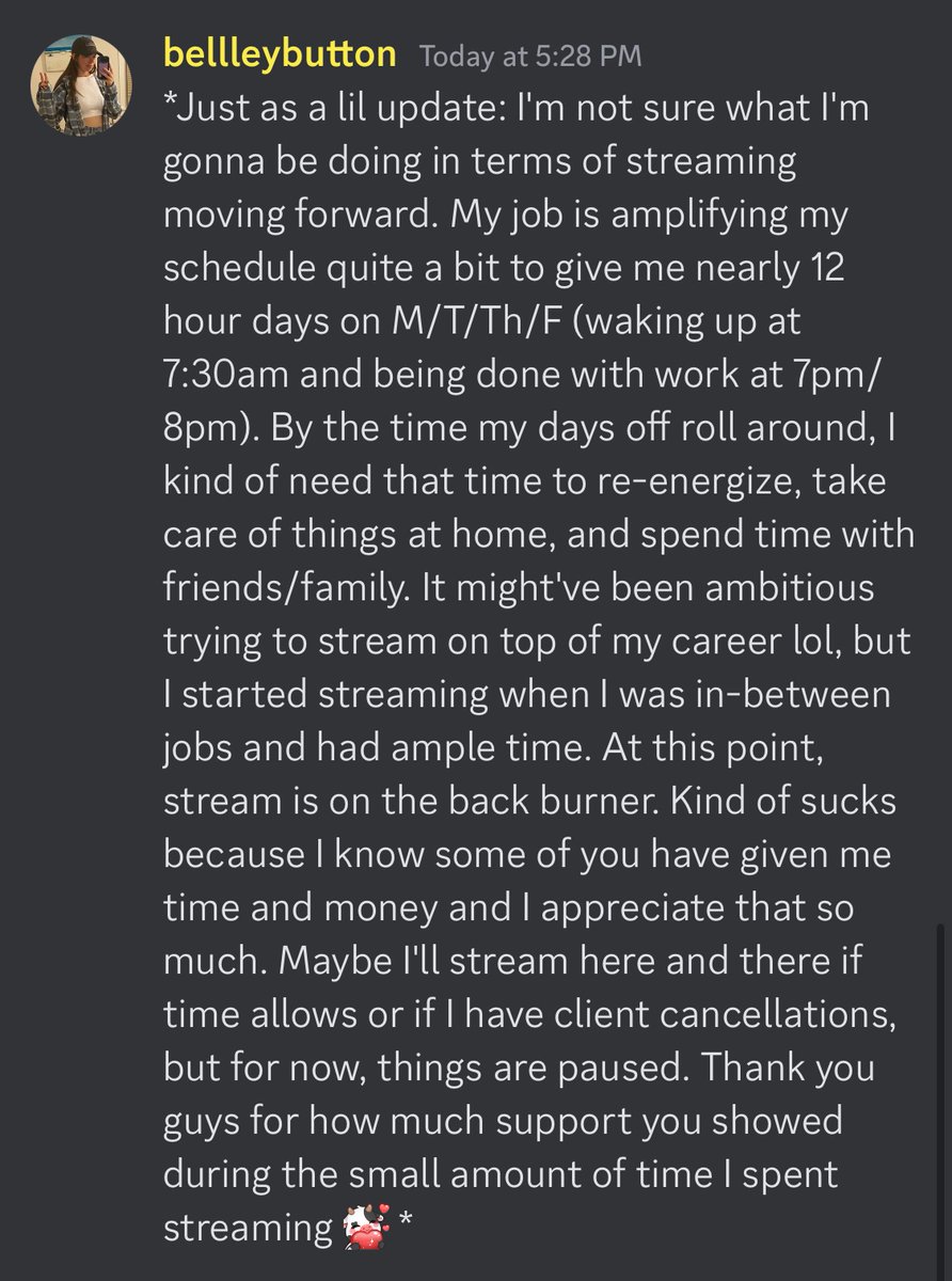 bellleybutton's tweet photo. Update :)

I’ll see ya whenever I have time 🫶🏻 https://t.co/IV84aMosqH