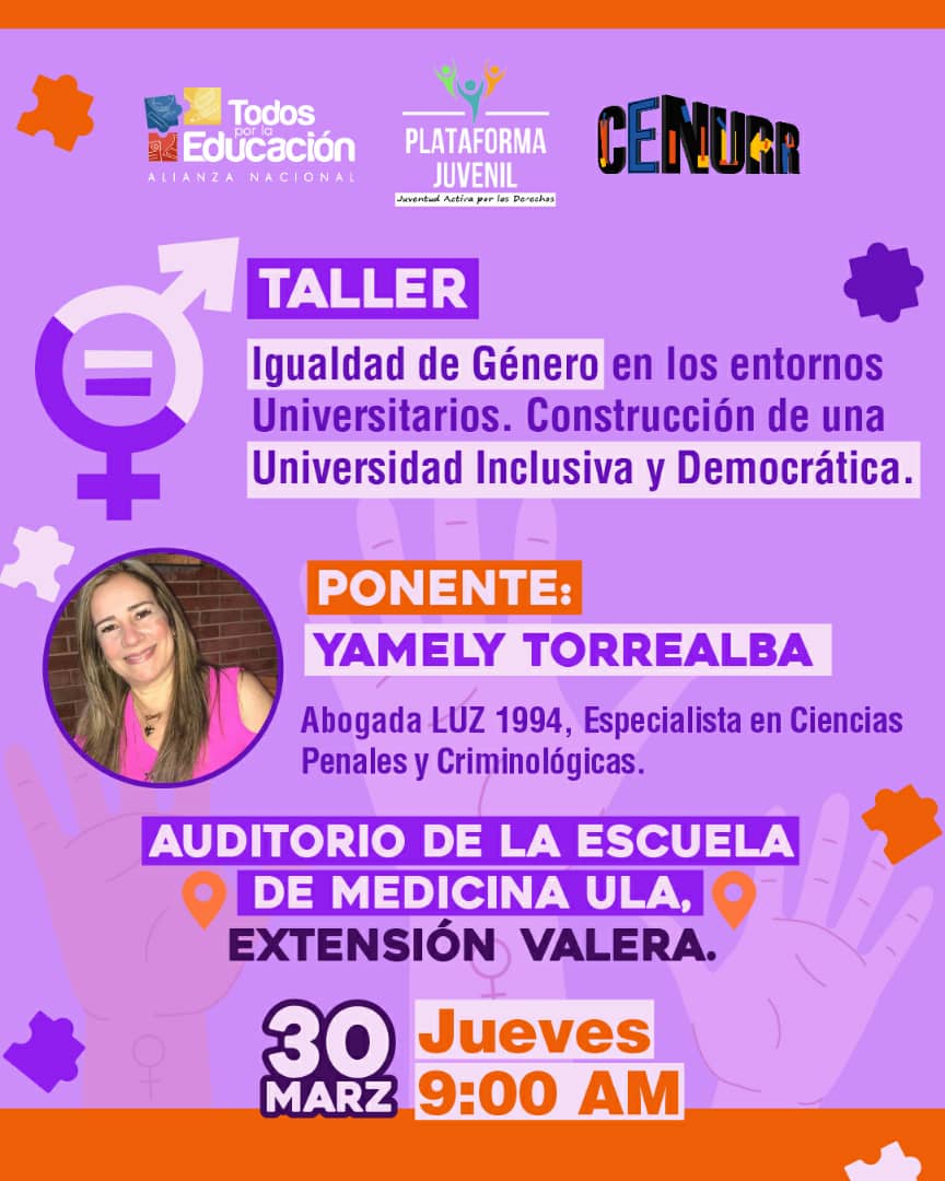 cenurrula's tweet photo. La universidad debe adoptar políticas internas de prevención de las distintas formas de violencia contra la mujer.
Los invitamos a participar en este taller gratuito de #IgualdadDeGénero en entornos universitarios.
¡Por espacios académicos más libres y seguros! 🙌
#ProtocoloYa https://t.co/8tEt6ZQNFf