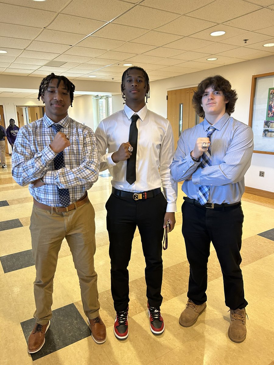 3 of our Cadet wrestlers received their football State Champ rings today! Great job guys! #beabrick #menfortomorrow #brothersforlife #2sportathlete