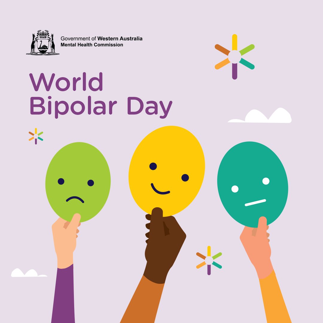 World Bipolar Day 🌤

@healthdirectAU says bipolar disorder affects 1 in 50 Aussies and causes extreme mood changes that may disrupt daily life. 

Support is available. For more info, visit healthdirect.gov.au/bipolar-disord…  

📞For help mhc.wa.gov.au/helplines   

In emergency call 000.