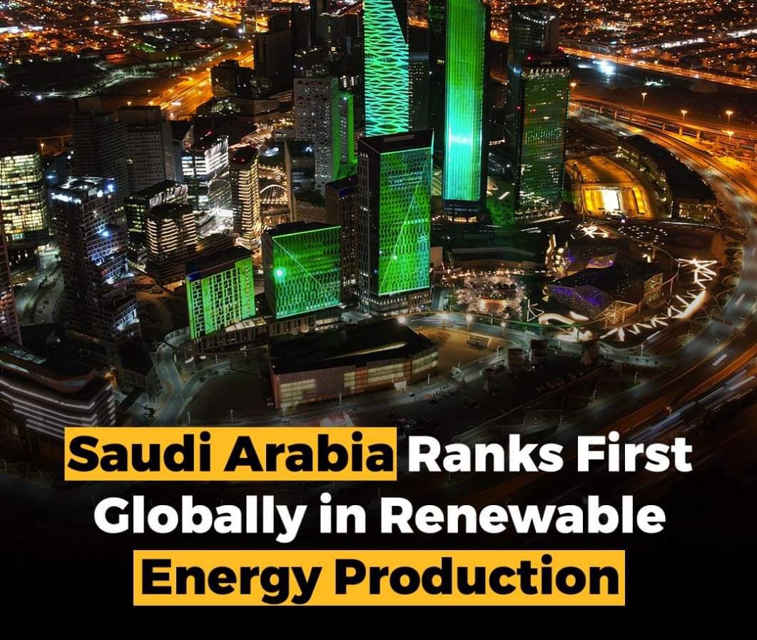 pdnaeem's tweet photo. Saudi Green Initiative has started reaping the results as the Kingdom has been ranked first globally in renewable energy production, according to the latest Green Future Index report.

#KSA #SaudiArabia #renewableenergy #energyefficiency https://t.co/bdkwk4skfA