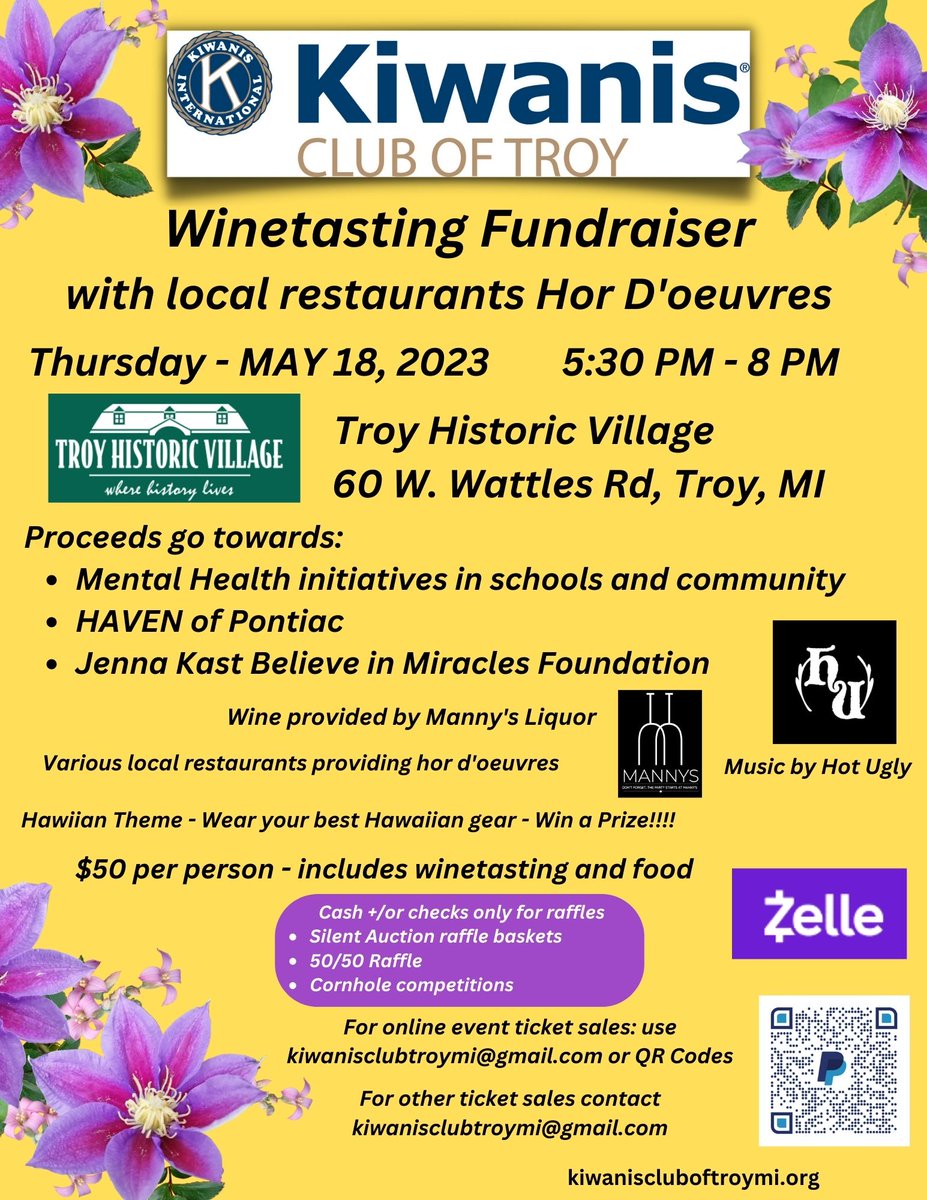KiwanisTroyMI's tweet image. We have just added a new way to purchase tickets to our May 18 Kiwanis Troy Winetasting Fundraiser to benefit youth for mental health activities in local schools. #purchaseonline #mentalhealth #kidsneedkiwanis