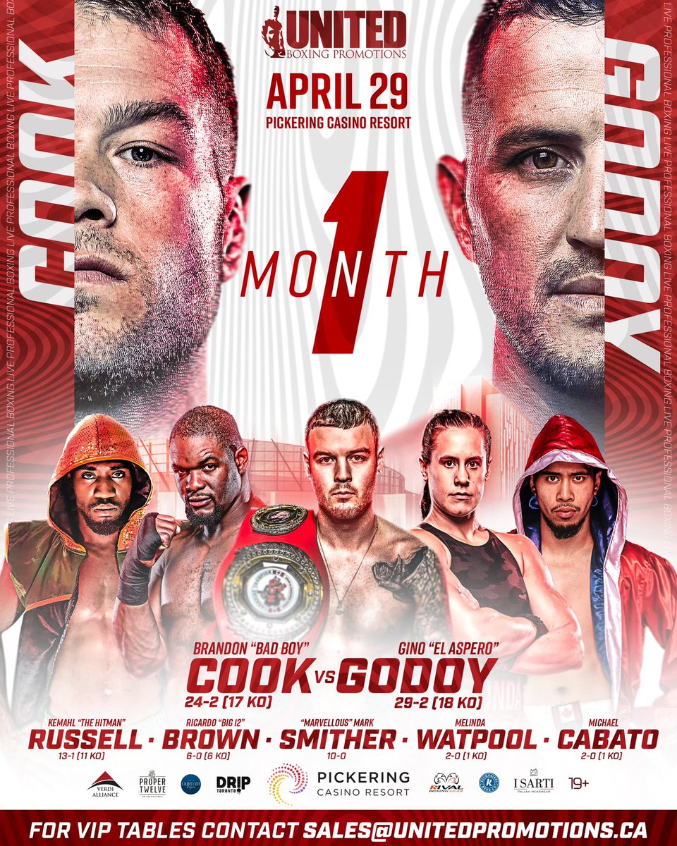 unitedpromotion's tweet photo. 1 Month Away!! @PickeringCasino #unitedboxingpromotions https://t.co/p8VWKq53n8