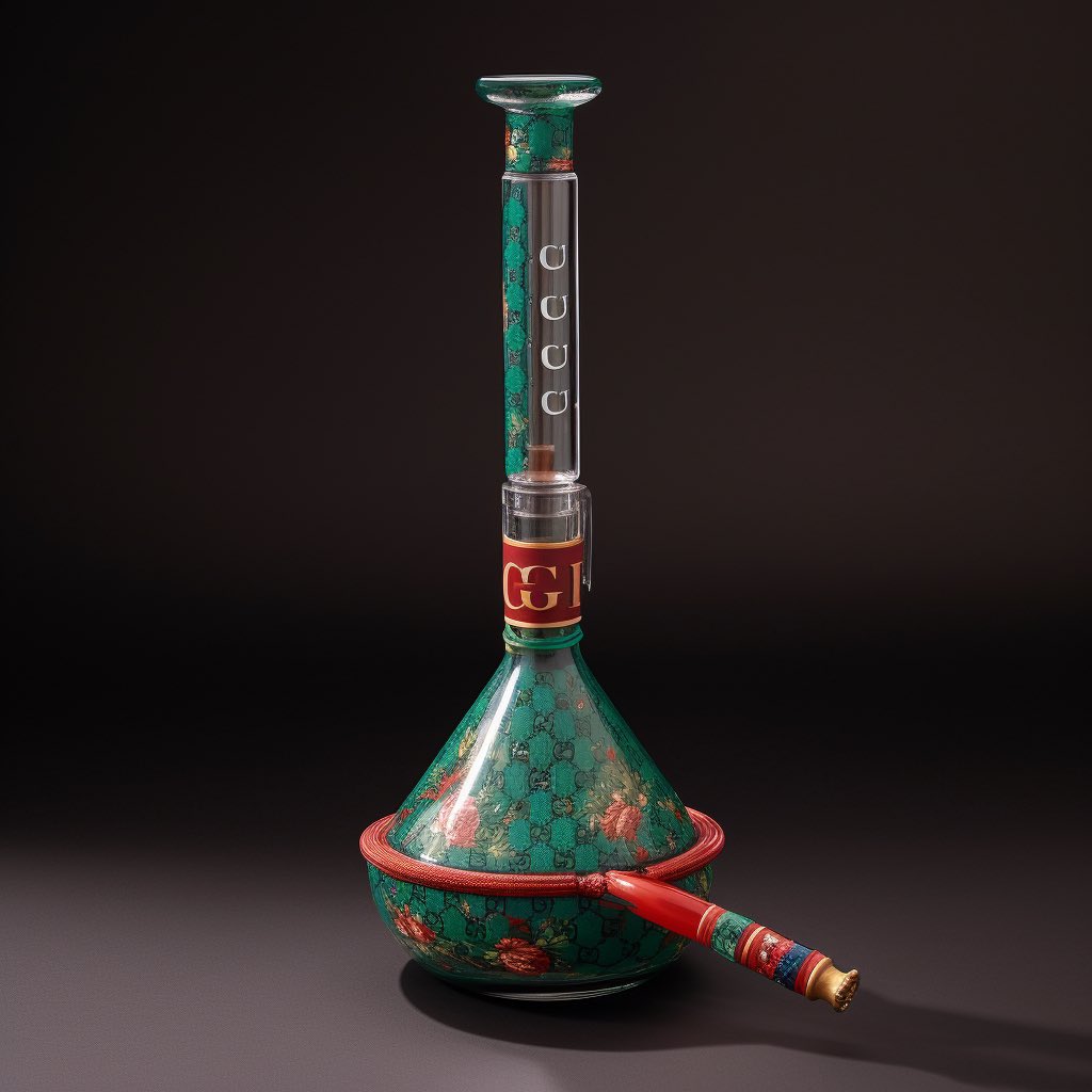 1700 Gucci Water Pipe.
Hand made by fine Italian artisans in the 1700s as an export for shisha smokers. Hand blown 1 of 5. #ai #AIart #tezos $xtz #AIArtwork 5/5 at 2 $xtz objkt.com/asset/KT1E8Mjo…