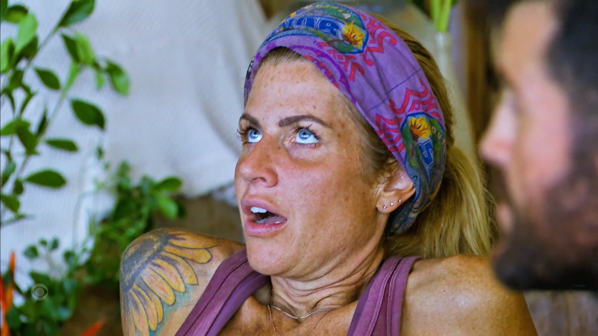 suRYvor's tweet photo. Carolyn watching Brandon and Danny “bro out” is perfection #Survivor #Survivor44 https://t.co/L76Mji21SE