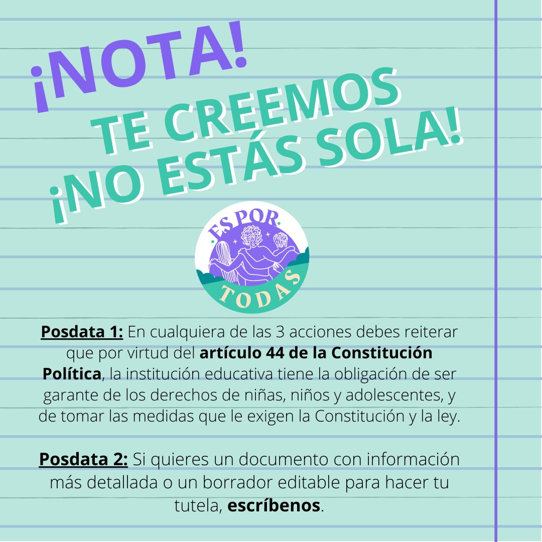 EsPorTodasCol's tweet photo. 3. También puedes interponer una denuncia penal en la @FiscaliaCol . El acoso sexual es un delito que da entre uno y tres años de cárcel.
Te contamos cómo 👇🏽.

¡Aquí te creemos! ¡No estás sola! https://t.co/GvY8ldDLn9