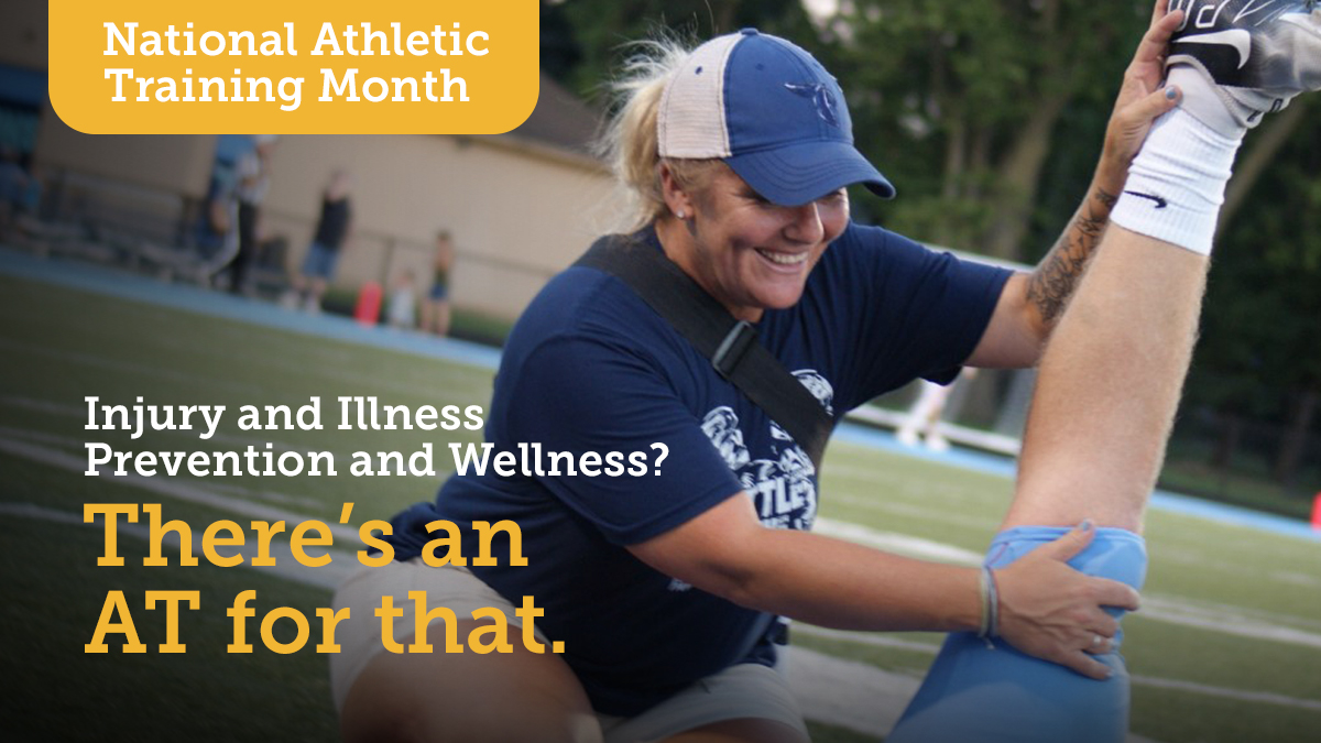 CHNw's tweet photo. When you think of an athletic trainer, it’s usually after an injury occurs, but so much of their work is to minimize the risk of injury altogether through education and promoting healthy lifestyle behaviors. Learn more: https://t.co/o6MDDh4LGB #NATM https://t.co/ueBNT694k6
