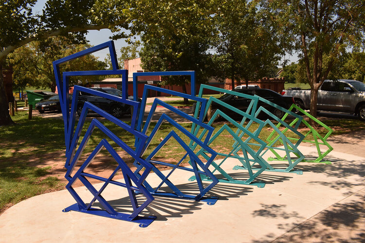 carlitecarfangs's tweet photo. @AmericanFietser Agree. Just adding in that @CityOfOKC has an ordinance that 1% of all public construction projects must go to art. Thankfully, we have good artists who do things well when the art supplements @bikewalkokc1 projects. Like @BeaMayorca's EVOLVE https://t.co/g5yFsP789f https://t.co/PrEW97Qi2c