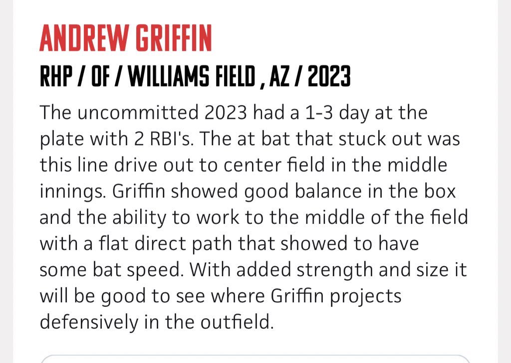 andrewgriffin66's tweet photo. @PBRArizona Thanks for highlighting the boys and I this week! @tcram_3 @MathewGriffin20 @kenanhbaseball 
Not mentioned in the report but @nolan_hamilton_ was 1-2 with a 3b and two bb’s, batting .452 with 27 runs on the season. https://t.co/G7Mtk8Qx3o
