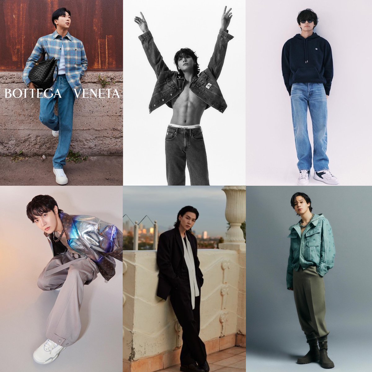 seokjinbit's tweet photo. Namjoon - Bottega Veneta
Jungkook - Calvin Klein
Taehyung - Celine
Hoseok - Louis Vuitton
Yoongi - Valentino
Jimin -  Dior &amp; Tiffany&amp;Co

BTS BOOKED AND BUSY IN THE FASHION WORLD AS WELL THEYRE TAKING OVER YALL @BTS_twt https://t.co/lxolhilSZ9