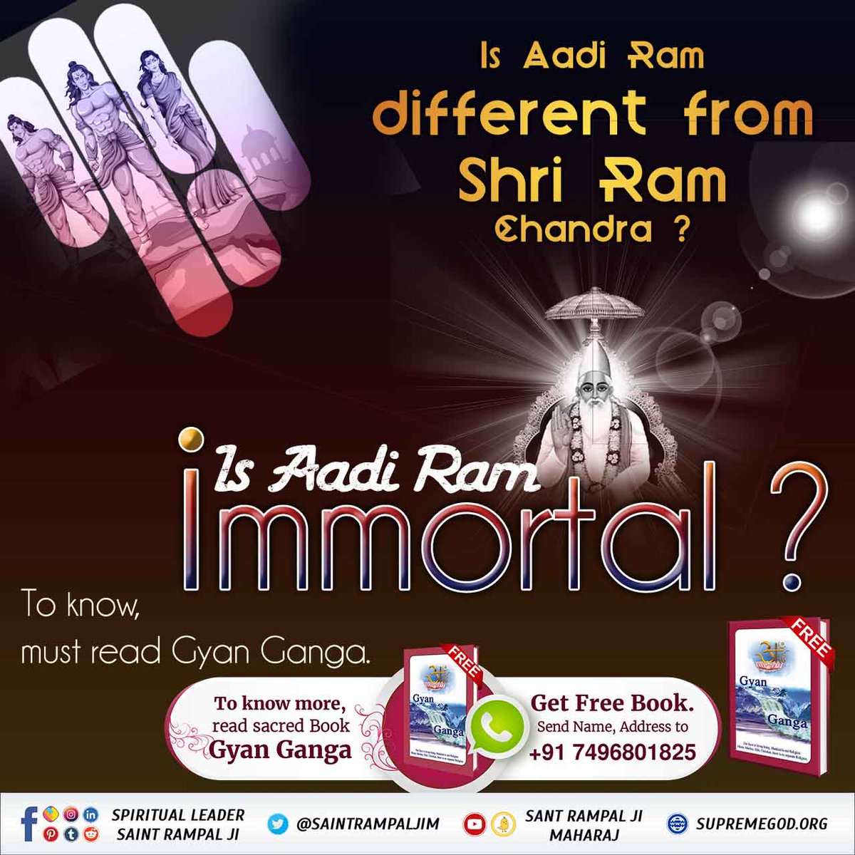 Que. Do You Know #Who_Is_AadiRam ?
Ans. The real name of Aadi Ram is Kabir. "Aadi Ram Kabir" is the creator of everything and everyone that exists. Take His refuge to become immortal.
#RamNavmi