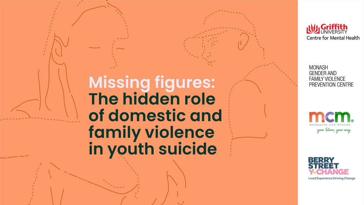 📒NEW REPORT examines the intersection between youth suicide & experiences of domestic & family violence. Our report makes 8 recommendations for research, policy & practice. Conducted with @GriffCrimInst @MelbCityMission @berrystreet Access the report via research-repository.griffith.edu.au/handle/10072/4…