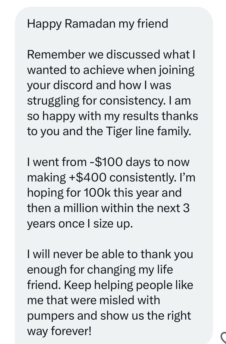 hassytrades's tweet photo. All I want to do is help as many people as possible.
My goals are simple
- Making you consistent
- Not giving you bs
- Not pumping
- Transparency
Messages like this below, show me I’m doing a great job. https://t.co/OHWH2joTZ1