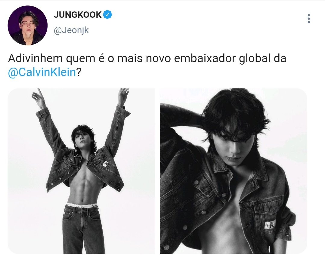 jikookdograu's tweet photo. #Jikook au  —— Calvin Klein Boy!

Onde o cantor Jeon Jungkook se torna o novo embaixador da CK 

ou onde o modelo Park Jimin confunde suas contas no twitters https://t.co/OisyCxSguE