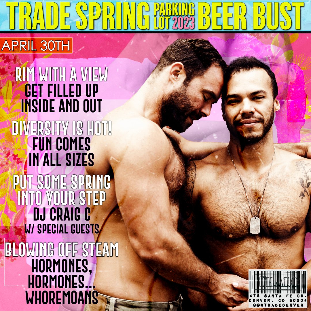 trade_denver's tweet photo. Spring has sprung! SPRING BEER BUST starts at 4 p.m. $12 gets you bottomless beer until 8 p.m. at Denvers only cup code beer bust! We also have hard seltzer for $14
#denvergay #denverleather #tradedenver #denverqueer #gaydenver #gaybear #gaydad #gayjock #gayboy #gayfur https://t.co/qJFVmVfeFD