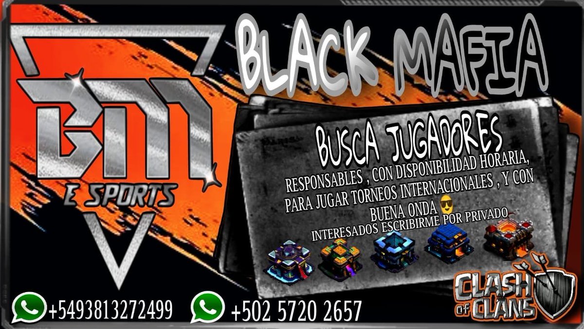 WRGT | NEBUR (@nebur091) on Twitter photo Team Black Mafia estamos reclutando jugadores para nuestro competitivo🔥
Interesados pueden escribirnos por DM 💪🏼 Team Black Mafia estamos reclutando jugadores para nuestro competitivo🔥
Interesados pueden escribirnos por DM 💪🏼