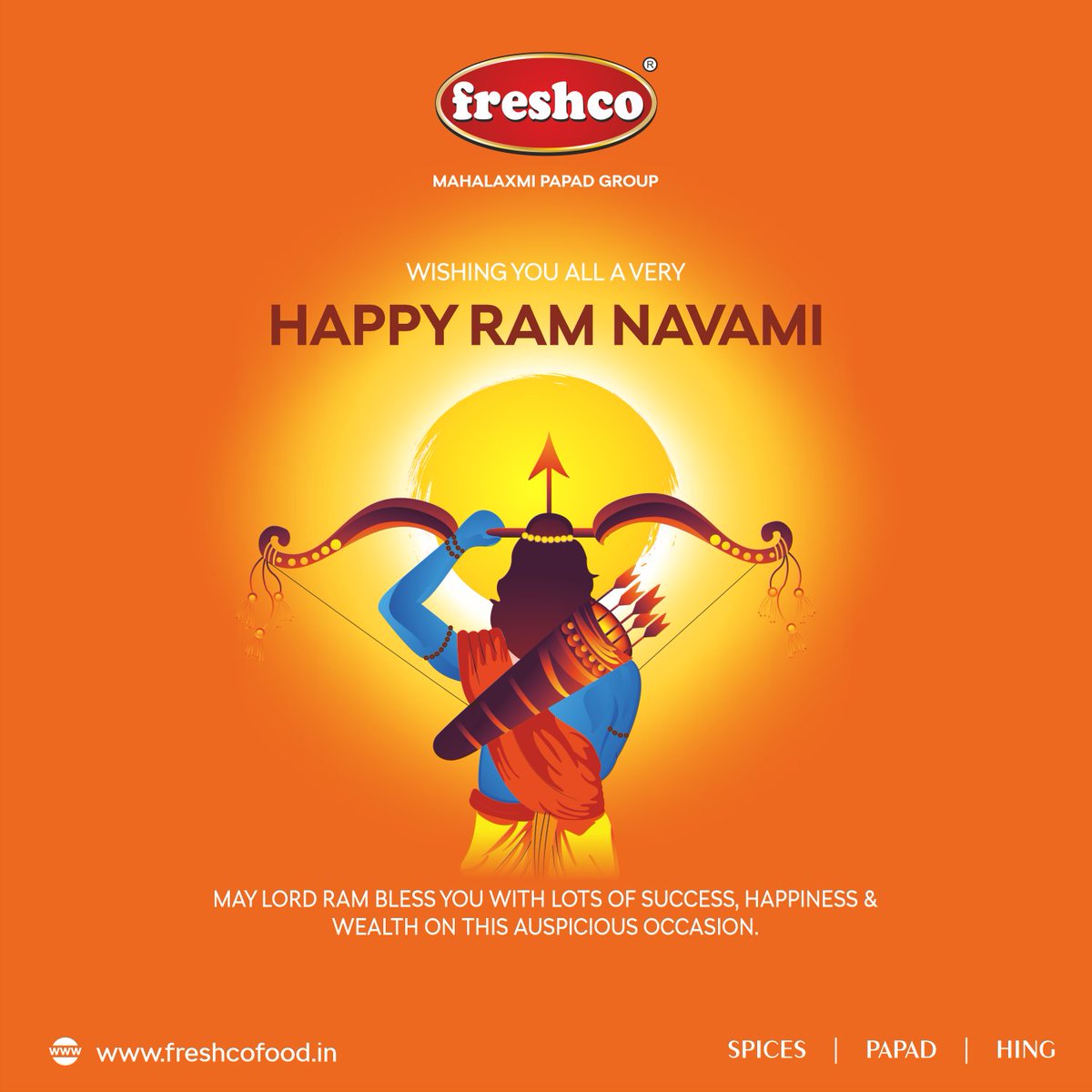 FreshcoFood's tweet photo. Let this festival remind you to be positive and hopeful because good always triumphs over evil. Happy Ram Navami.

👉 To discover our range of products visit: https://t.co/lFtyByQfet

#freshcofoodworld  #ramnavami2023 #jayshreeram #RamNavmi #auspiousbeginnings #HappyRamNavami https://t.co/txe64JNK1h
