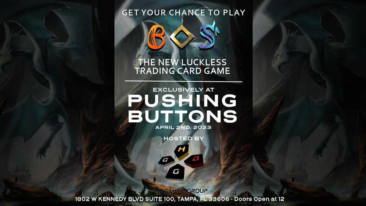 HDGamingGroup's tweet photo. 📣We're excited to announce that @CameronAllaer will be bringing B.O.S. to Pushing Buttons this Sunday! Be sure to pre-reg now. With a spectator pass, you can to try out the new Based on Skill card game as well as take advantage of all of the casual set ups and the VR station! https://t.co/ALq93txrX0
