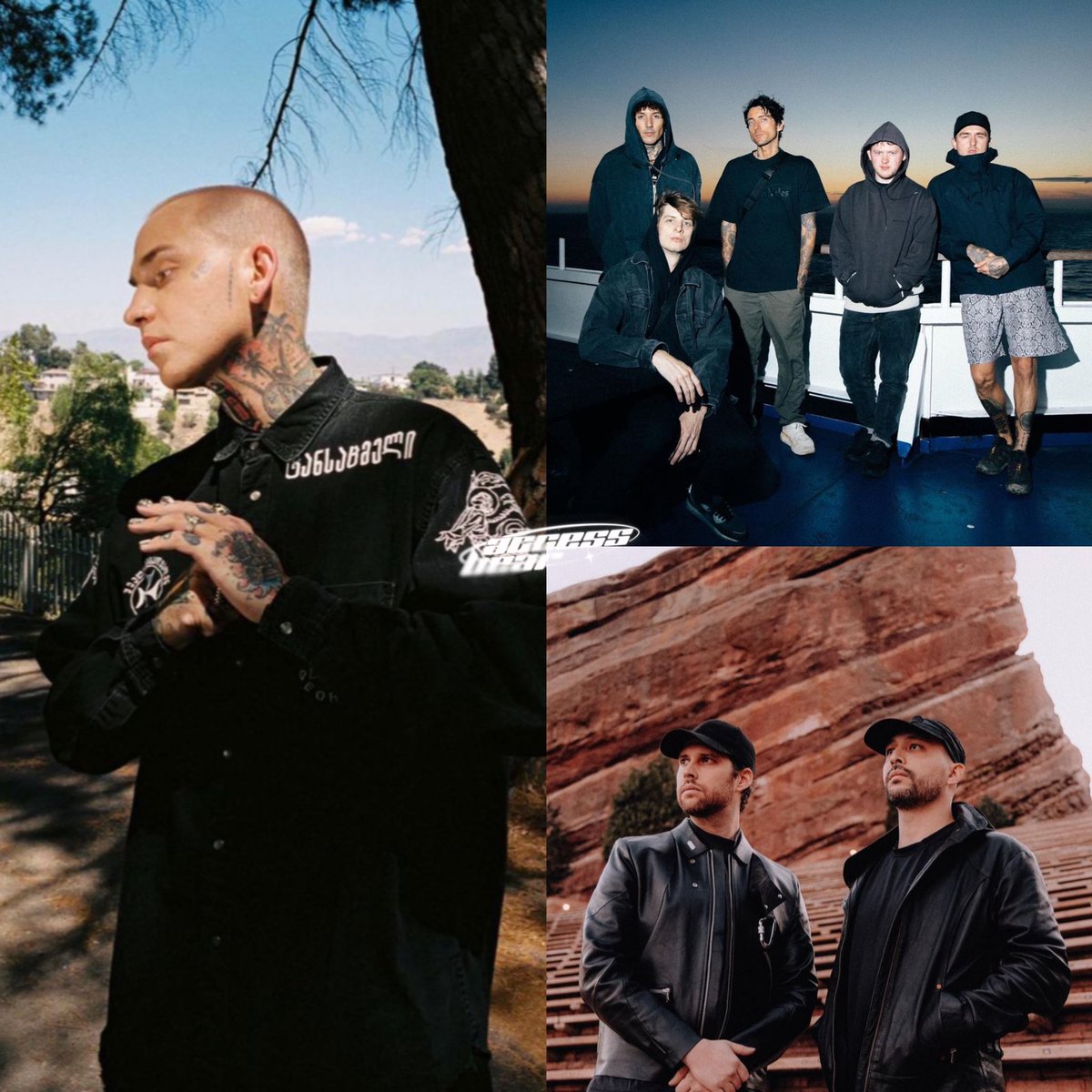 accessbear's tweet image. everything indicates soon we’ll have blackbear bring me the horizon &amp;amp; slander in the same song 🥵👀 
what would this combination result in?? something beyond this world! 🔥

what do you think about this collab? we love it! ❤️‍🩹