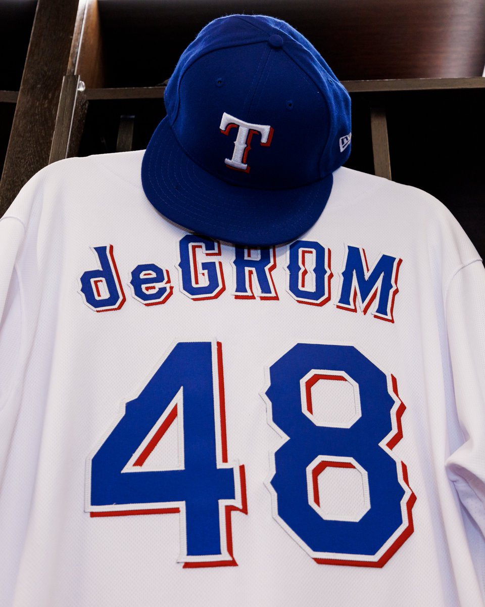 Rangers's tweet photo. The jerseys were hung by the lockers with care, in hopes that Opening Day soon would be there. https://t.co/r0S4gJcJna
