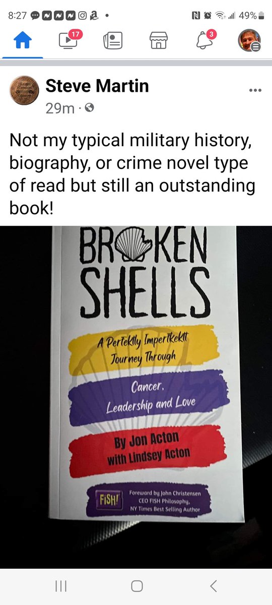 When someone you greatly respect reads and likes our book, it gives us hope that Broken Shells the book..can provide comfort, support and help to people all over.  Available at brokenshells .net OR Amazon. #BrokenShells  #PerfektlyImperfekt #Whys #WhyNots #cancerpirate <a href="/MrsActon/">Lindsey Acton</a>