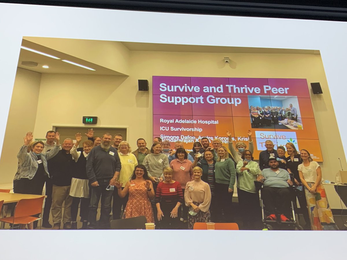 HainesKimberley's tweet image. Always a privilege to hear directly from survivors about what recovery means to them. Legacy of @sccm #THRIVE peer support collaborative with great success at RAH. And the beautiful words of @RanaAwdish #2023ASMAdelaide