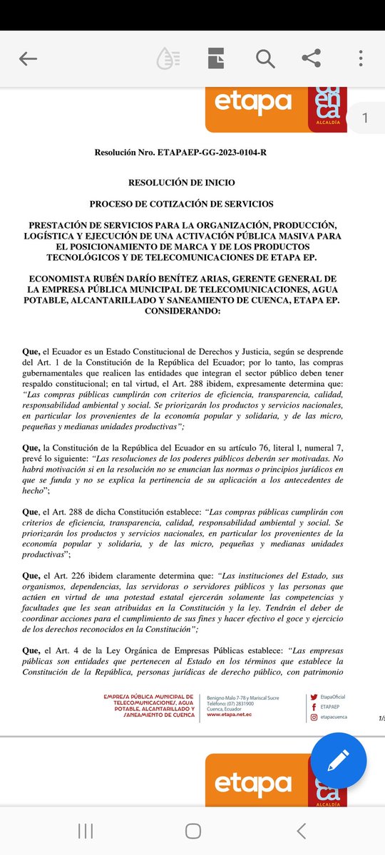 Cuenca_enLinea's tweet photo. @czamoramatute Procesos de Etapa EP, por $200000 mil a última hora y con fechas antes de la entrada de la nueva administración. https://t.co/3olf6xHjPB