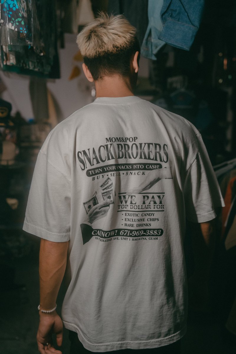 momnpopstore's tweet photo. The Snack Brokers Tee releases in store and online tomorrow at 5pm CHST.

https://t.co/1UrwPM5KyO https://t.co/OhZsaGn45w
