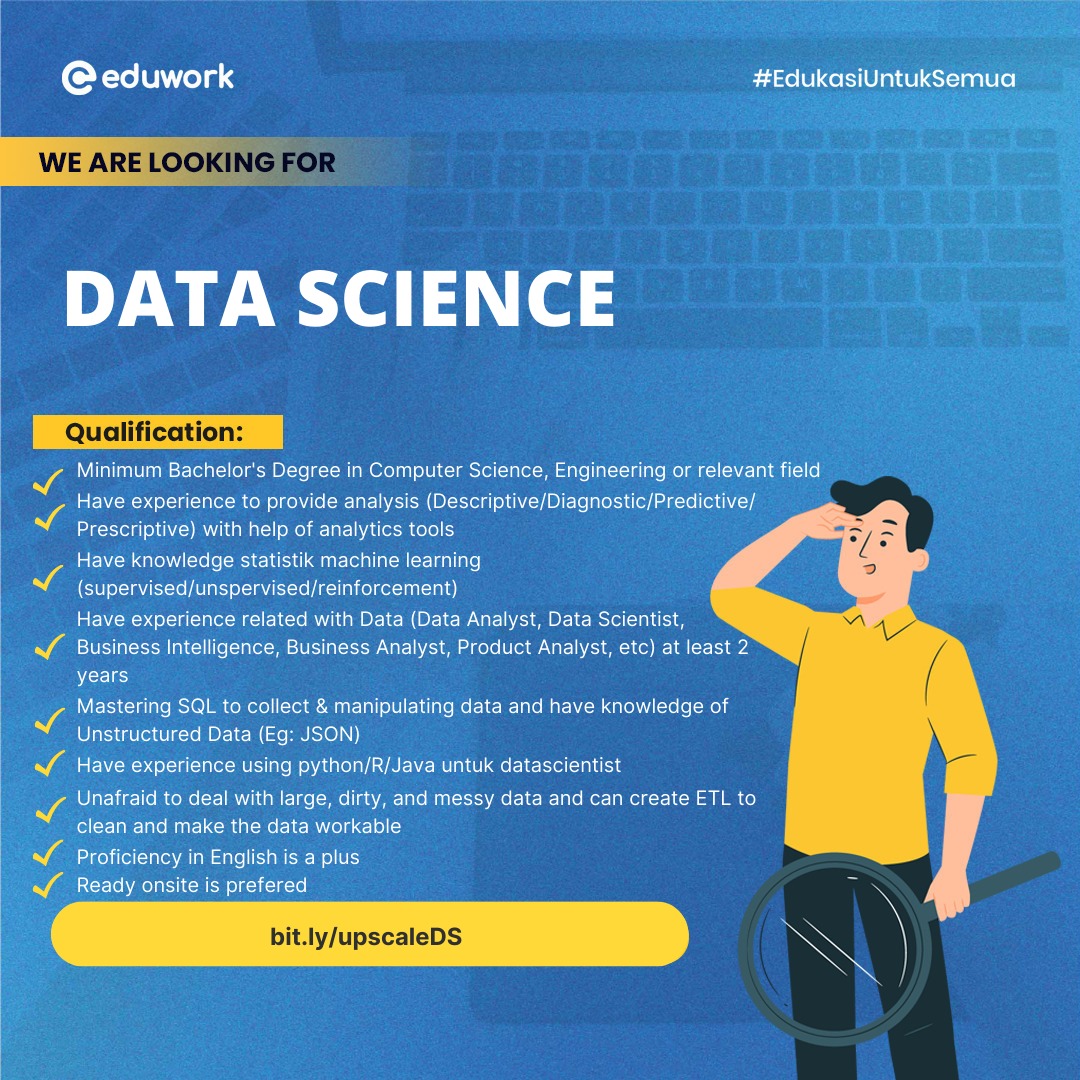 anaamelii's tweet photo. Hi, Everyone!
PT. Talenta Sinergi Group requires this position. Please share and apply through this link :
1. Data Science : https://t.co/wTdKelKWmz
2. Fullstack Programmer : https://t.co/g4lTynnFM2
@hrdbacot @info_loker_it @lokerdotid https://t.co/BYTWjm7EL3