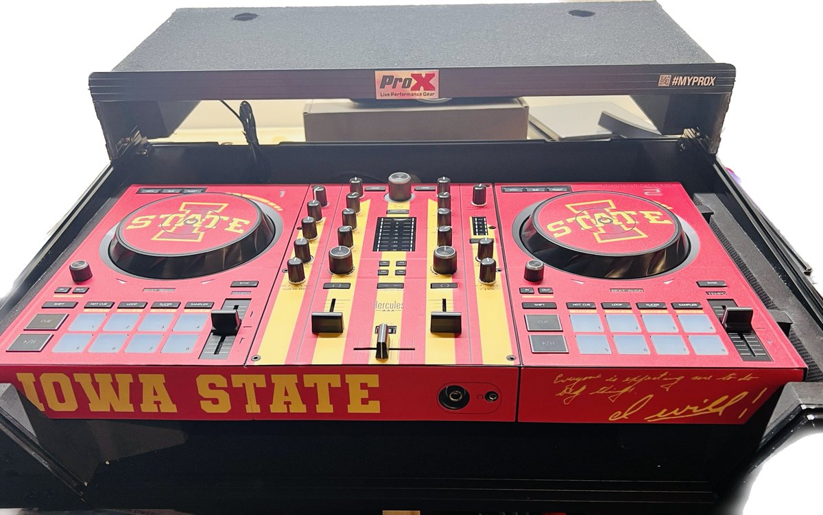 HiltonSouthKC's tweet image. The start of the offseason has been well-spent! I finally had time to design a custom skin for my DJ controller. Now it's perfect!! Ready for football season now! Bring on the Juicy Wiggle vibes🔥🎧🌀 #CyclONEnation #CyclonePride #CyclonePower #JackTrice #IWill #IowaState
