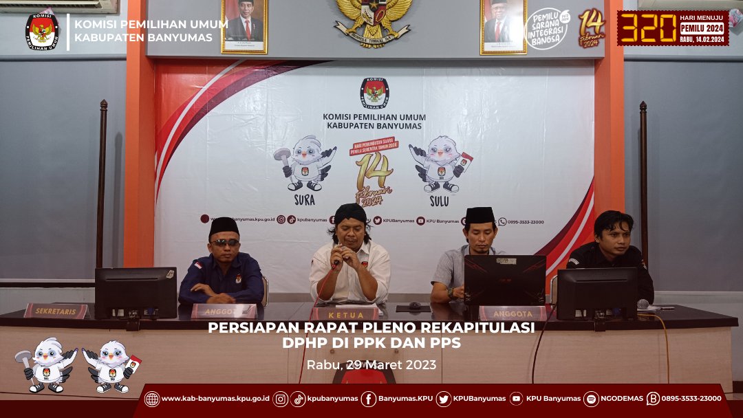 kpukabbanyumas's tweet photo. #temanpemilih #sedulurkpubanyumas KPU Kabupaten Banyumas menggelar rapat koordinasi Persiapan Rapat Pleno Rekapitulasi DPHP di PPK dan PPS di Aula KPU Kabupaten Banyumas, Rabu (29-03-2023).
#kpubanyumas
#kpumelayani
#pemilu2024
#ppk
#daftarpemilih
#datapemilih
#DPHP https://t.co/6bCIsWsCTY