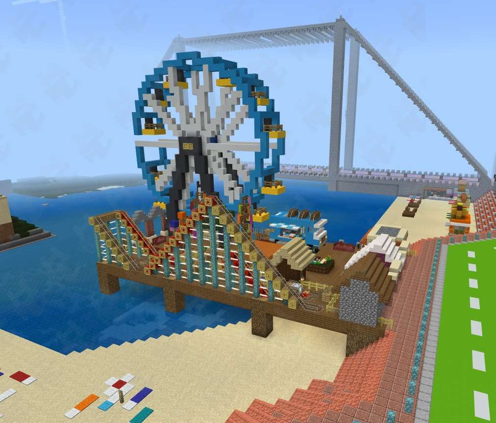 HalfMoonCayMC's tweet photo. Take a stroll on the HMC Boardwalk and relax as you plan your next build! #Minecraft #HalfMoonCayMC #gaming https://t.co/LhmuwATBAX