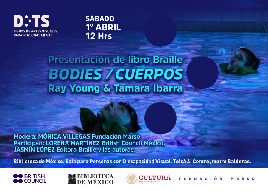 BODIES es el 1er libro de performance traducido al Braille en México, el objetivo del sello DOOOTS es hacer llegar las Artes Visuales a ciegos y personas con baja visión 🌊 Los invitamos <a href="/Rachaelraymck/">Ray Young</a> autora y yo editora/fundadora de Dooots
