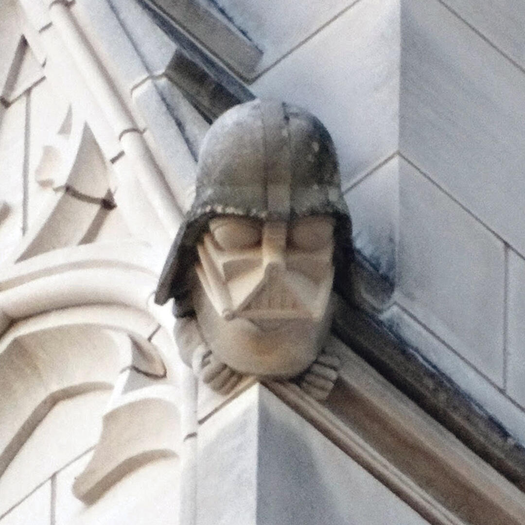 A similar example is the famous Darth Vader mask on the Washington National Cathedral, added in the 
