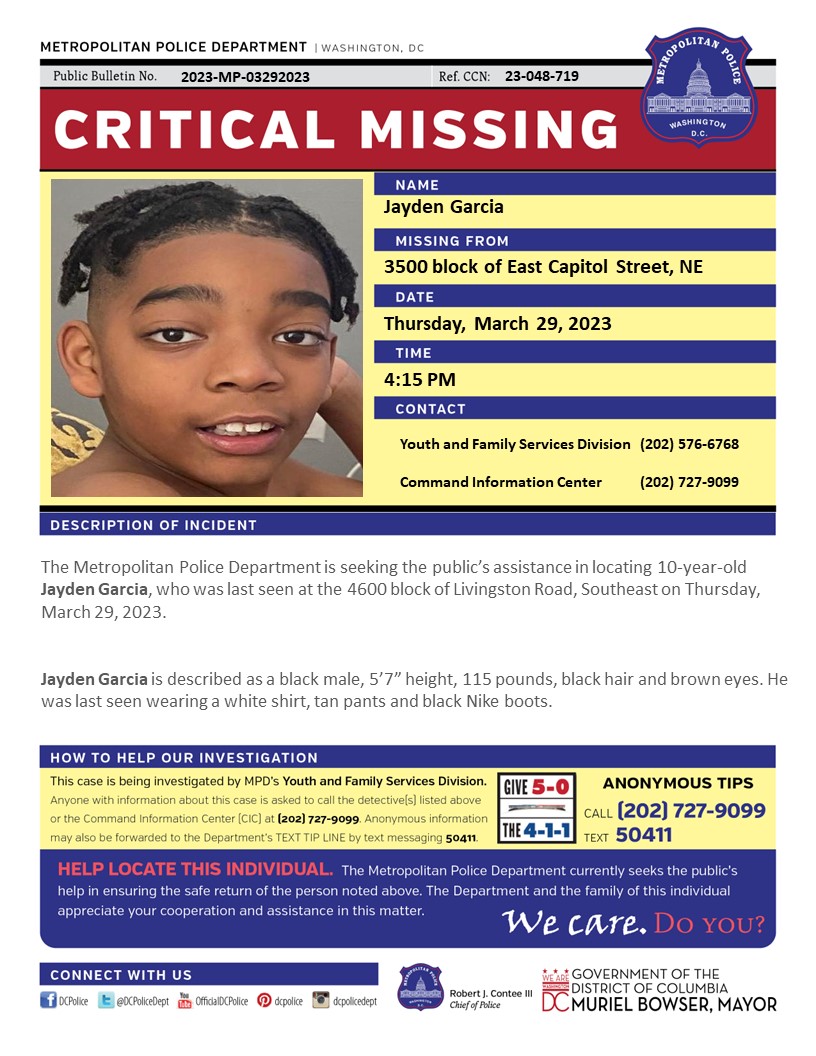 DC Police Department on Twitter "Critical MissingPerson 10yearold DC Police Department on Twitter "Critical MissingPerson 10yearold