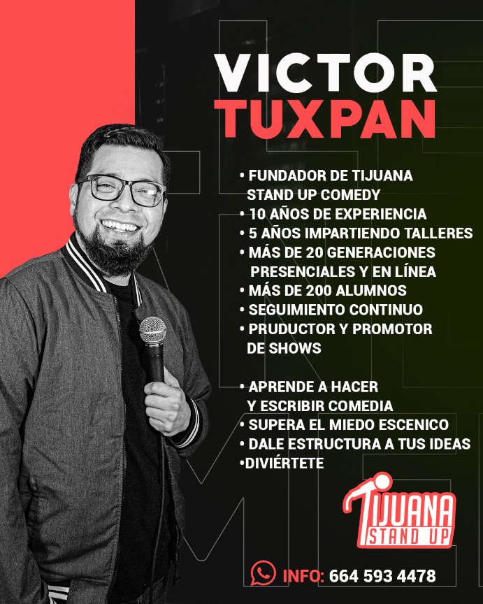 VicTuxpan's tweet photo. Convierte tus ideas y anécdotas en divertidas rutinas de Stand Up Comedy.
[Amigos, se les agradece el RT] https://t.co/KQlYtgC6yW