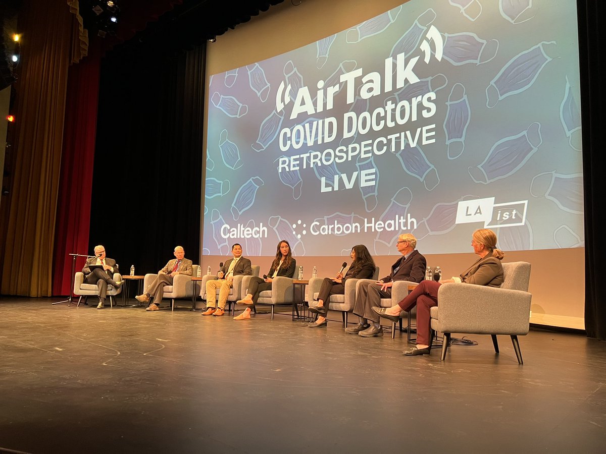 LindseyWright_'s tweet photo. @AirTalk is live @Caltech with the #covid19 experts who got us through the last several years. They brought us the latest research and answered our Qs. Tonight they do it in person and help us reflect on where we stand. https://t.co/1hYRfJjBuT