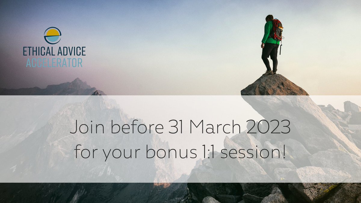 For a very limited time, participants joining the program will gain access to a bonus 1:1 mentoring session with Alexandra Brown (Facilitator and Founder, Ethical Invest Group). ⌛ Be quick, only 15 spaces available and the offer ends 31 March 2023 ⌛ bit.ly/34hBk15