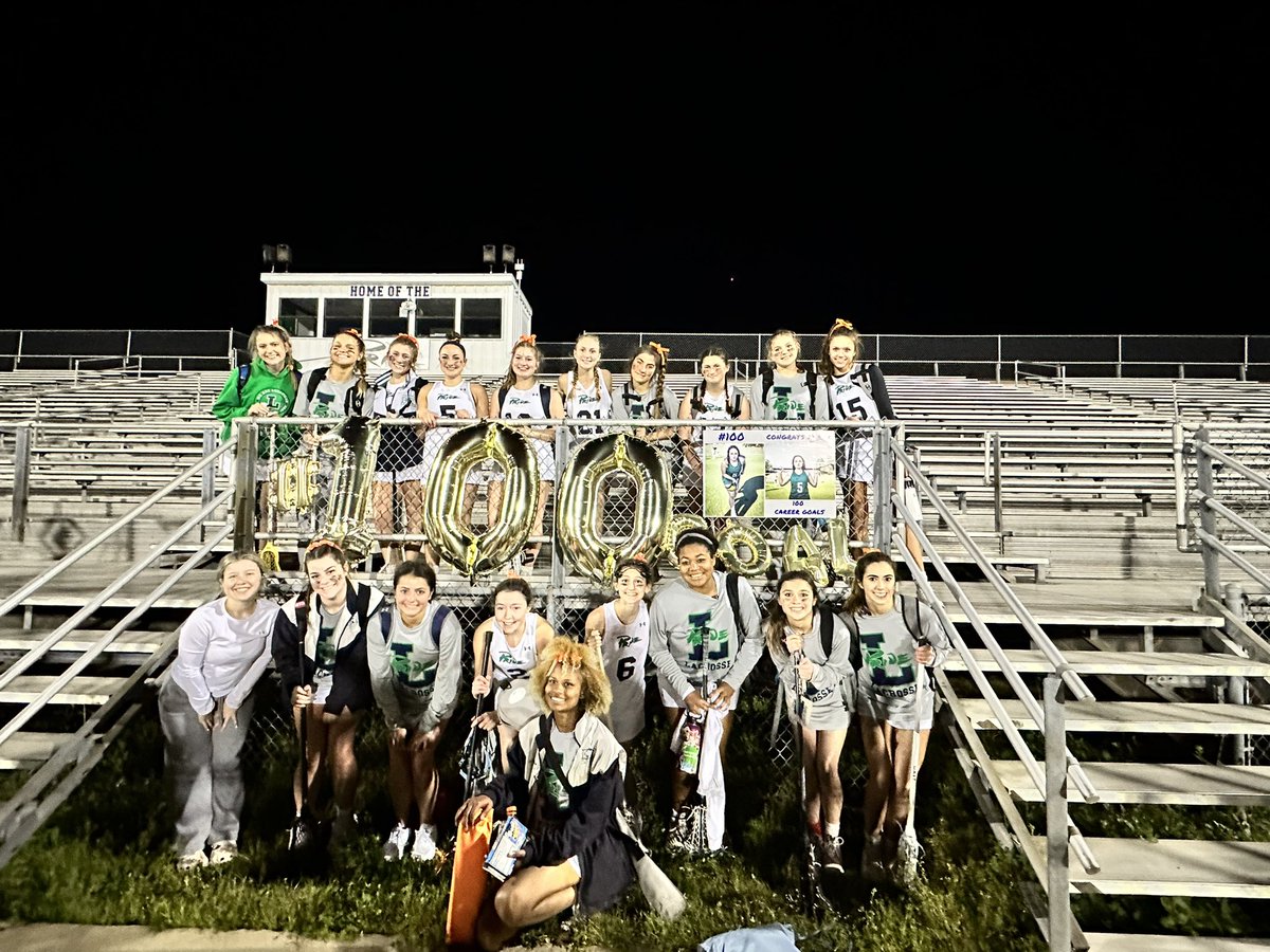 LRHS_LadyLax's tweet photo. We could not be more proud of Alexa Sarmiere for scoring her 100th career goal tonight! 
Congratulations Alexa! 💚🙌💙 https://t.co/RkdATOKJf9