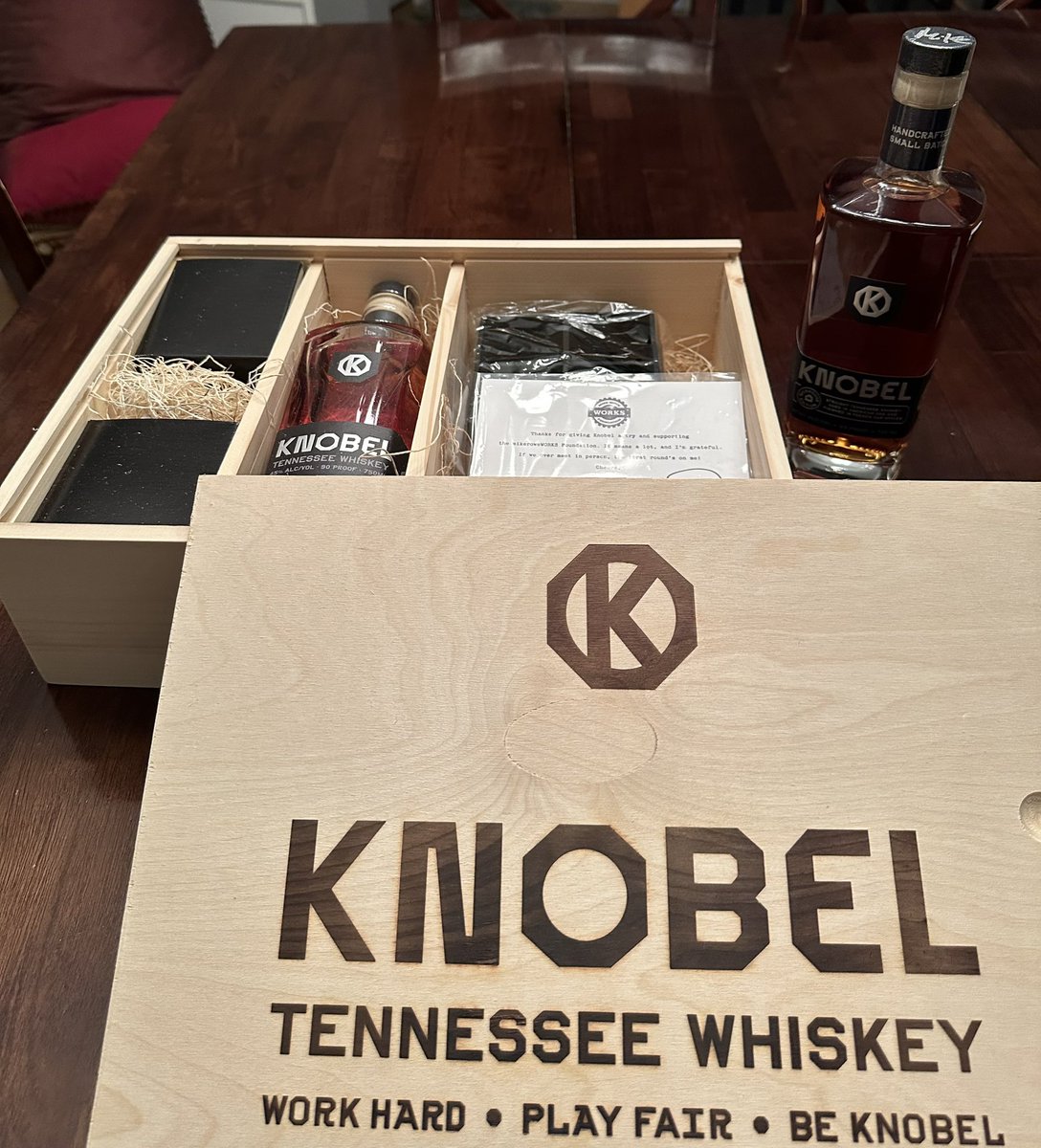 SlightomSteve's tweet photo. One was a gift and the other was just because.  All for a good cause or maybe causes.  One cause is my personal like for whiskey.  The other is to support the @mikeroweworks cause.  Can’t say I’m Knobel, but do work hard….most days. https://t.co/RcZ7cvW44y