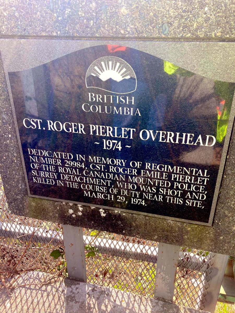 TranBC_LMD's tweet image. #BCHwy15 Today we remember Constable Roger Émile Pierlet. In his memory, the 176th St  overpass south of #BCHwy10 was named after him. It’s the only historical landmark in BC that honours a French-speaking peace officer, as well as a life lost other than in military service.