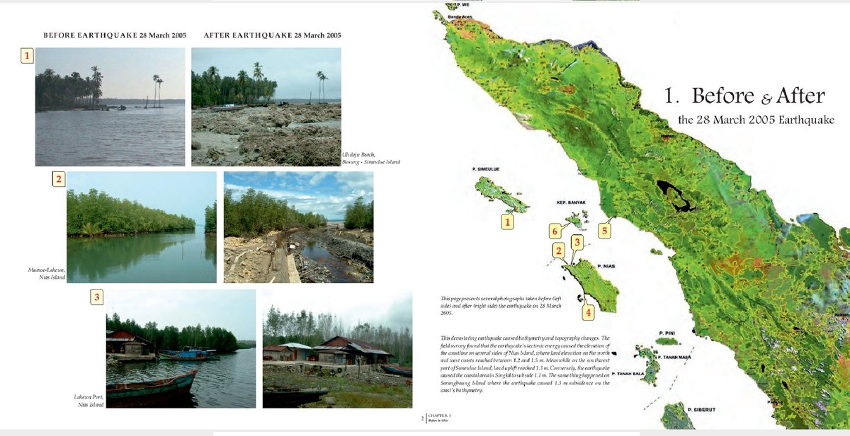 Melawan lupa, 18th ll 28 Mar 2005, Gempa M8.7 Nias, terbesar di +62 sejak 2004. Telan korban Jiwa >1000 Org & picu tsunami sdng serta ubah lanskap pesisir masif (Picts). Sy ikuti ekspedisinya saat itu dg ITST, ditulis dlm buku (link). @infomitigasi researchgate.net/publication/27…