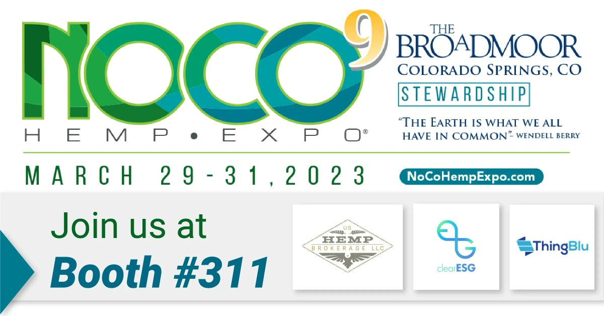 See the new US Hemp Brokerage for yourself at @NoCoHempExpo Booth 311 
Establishing a #Sustainability focused marketing and brokerage agency for #CBD and #IndustrialHemp @clearESG1 @Efixii @ThingBlu1 @NoCoHempExpo
